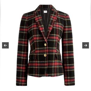 J. Crew Stewart tartan wool-blend schoolboy blazer with Gold Buttons